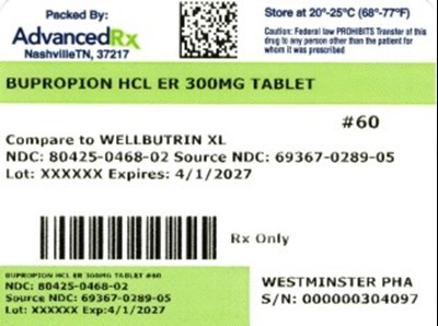 Bupropion HCL ER 300mg #60 - Bupropion HCL ER 300mg 80425 0468 02